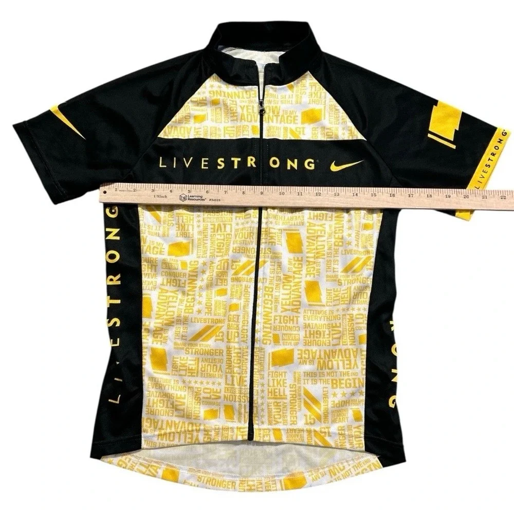 Nike Livestrong Cycling Jersey Mens S Black Yellow Short Sleeve Full Zip Bike - Picture 5 of 5